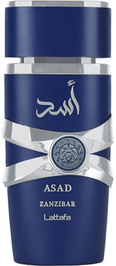 Lattafa Asad Zanzibar perfume men blue and silver bottle from Visit the Lattafa Store